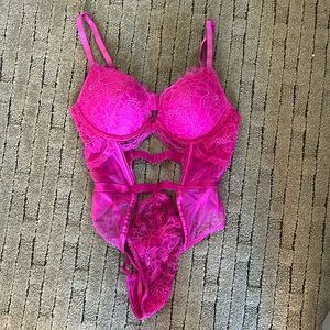 Victoria’s Secret pink lace bodysuit